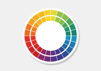 Fototapeta premium Color wheel sticker concentric color gradients segment division white background