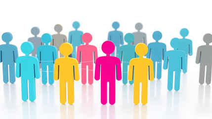 Group of connected figures representing a network, collaboration, teamwork, or social connections. Concept for leadership, unity, and cooperation.