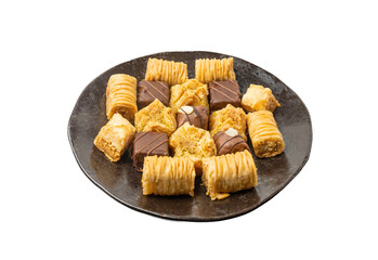 Baklava Isolated, Small Ramadan Dessert, Eastern Sweet Filo Pastries, Turkish Honey Baklawa, Oriental Desert