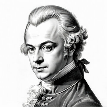 Mozart pencil drawing portrait. 