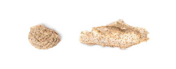 Coffee Scrub Smear Isolated, Body Peeling Cream Sample, Organic Exfoliate Face Mask, Sugar Scrub Smear