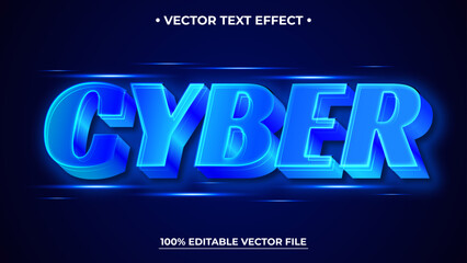Glowing Blue Cyber Text Effect Vector Graphic