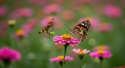 butterfly on pink flower