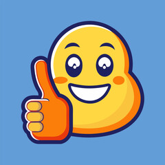 thumbs up emoji, Happy yellow smiley face emoji giving thumbs up positive approval gesture fun icon