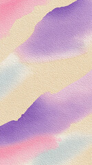 Abstract background with soft pastel watercolor texture and diagonal wavy gradient stripes in pink, purple, yellow, and blue hues.