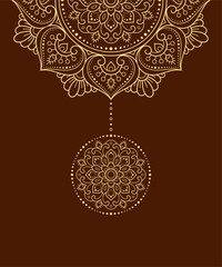 Circular pattern in form of mandala with flower for Henna, Mehndi, tattoo, decoration. Decorative ornament in ethnic oriental style. Outline doodle hand draw vector illustration.
