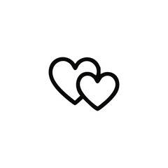 Two overlapping hearts in a simple black outline