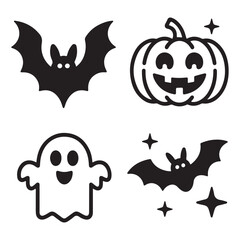 Black silhouette halloween illustration pack