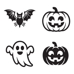 Fototapeta premium Black silhouette halloween illustration pack