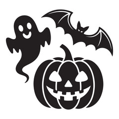 Simple outline halloween icons for decoration