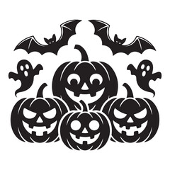 Simple outline halloween icons for decoration