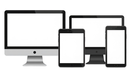 Digital devices, various sizes, blank screens