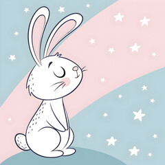 Obraz premium cute white rabbit with eyes closed with gradient