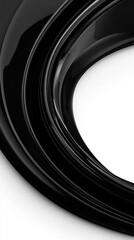 Modern Abstract Black Glossy Wavy Lines with White Background Space