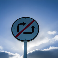 No Right Turn Sign Against Moody Sky Roadside Restriction Compliance