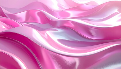 Fototapeta premium Rose-tinted smooth waves shimmer with soft, iridescent light on a luxurious abstract surface
