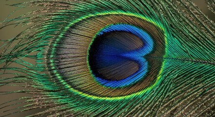 Obraz premium Vibrant peacock feather detail showcasing stunning iridescent colors and textures perfect for luxury design projects