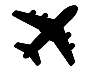 Obraz premium Simple black airplane silhouette image for transportation or travel websites