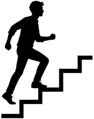 Silhouette of Man Running Up Stairs � Success and Motivation Graphic