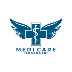 Abstract medicine logo design. medical logo design. Medic logo with wings