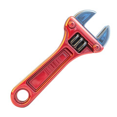 Fototapeta premium Red adjustable wrench tool repair maintenance, isolated on transparent background, perfect cutout, PNG