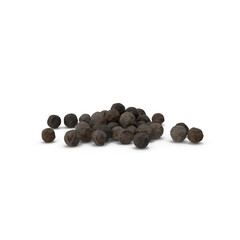 Dried whole black peppercorns, isolated on transparent background, 3d Png