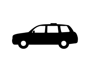 Fototapeta premium Silhouette of a black Taxi Cab viewed from the side perspective