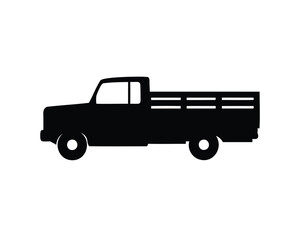 Silhouette illustration of a vintage pickup truck with a stake bed