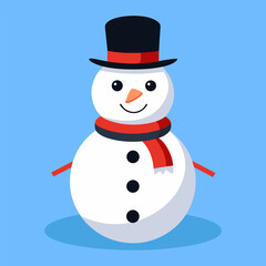 Cute Snowman Illustration | Winter Holiday, Christmas Character with Scarf and Hat.