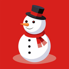 Cute Snowman Illustration | Winter Holiday, Christmas Character with Scarf and Hat.