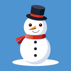 Cute Snowman Illustration | Winter Holiday, Christmas Character with Scarf and Hat.