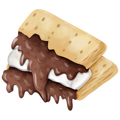 S'mores Watercolor Clip Art Hand Drawn Watercolor