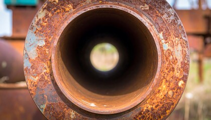 Rusty metal pipe tunnel