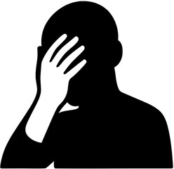 Facepalm Silhouette - Hand on Face Frustration and Emotion Gesture