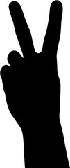 Black Hand Silhouette Showing Peace Victory Sign Gesture