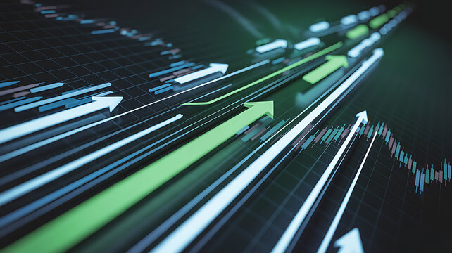 Diagonal Speed Arrows Background with Futuristic Finance Progress Concept - Powered by Adobe