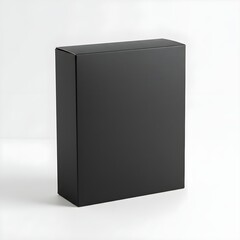 Blank eco-friendly black kraft box on white background. Recyclable cardboard packaging mockup for sustainable branding, retail design, product presentation, and poster artwork
