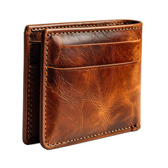 Leather wallet on transparent background