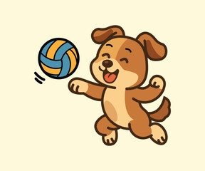  cute dog illustration playing ball vector design