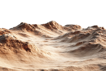 Martian landscape dunes desert sand hills, isolated on transparent background, perfect cutout, PNG