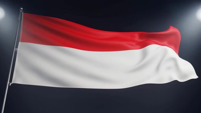 Waving flag of Indonesia