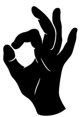 Hand OK Gesture Silhouette - Perfect Symbol Icon
