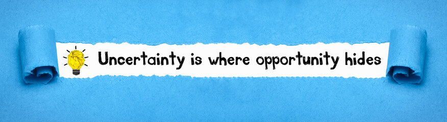 Uncertainty is where opportunity hides	
