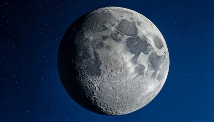Obraz premium Detailed View of the Moon's Surface with Craters and Lunar Landscape Against a Starry Night Sky