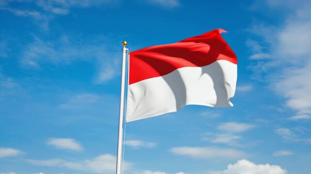 Waving flag of Indonesia