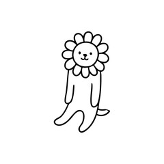 Simple black line drawing of a stylized animal with a flower crown