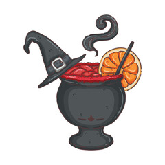 Whimsical Witch's Brew in a Cauldron Cocktail Glass