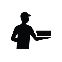 Delivery Person Holding a Box Silhouette