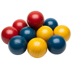 Bocce ball set in yellow, blue, and red color scheme isolated PNG with Transparent Background