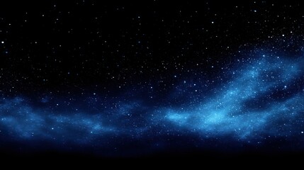 Dramatic starry horizon glowing with soft nebula light, featuring an empty dark sky that provides ample copy space for text, logos, or design elements, capturing a stunning cosmic nighttime scene.